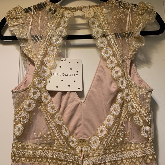 NWT HelloMolly Blush & Gold Dress - Size M - Picture 5 of 12